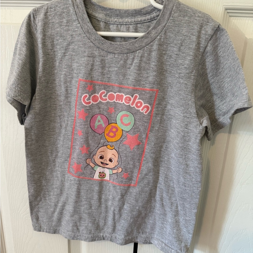 Gray Short Sleeve Tee with Cartoon Design